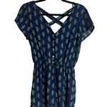 As You Wish Cactus Print Romper By As U Wish - Size S 100% Polyester Blue & Green Made In Ch Photo 0