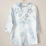 Quacker Factory Tie Dye Pullover Hoodie Sweatshirt Star Rhinestones Pockets Photo 1