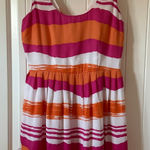 Jack by BB Dakota Jack Jamband‎ Wave Dress Striped Sleeveless Fit & Flare Pink Orange 4 Photo 0
