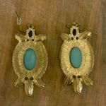 Vintage Aqua Blue Teal, Orange, Green, & Silver Earrings Photo 1