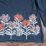Anthropologie Knitted & Knotted • Anthro Kilda Sweater grey orange floral embroidered pullover Photo 3