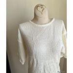 Pykettes Vintage White Bow Short Sleeve Sweater Knit Top Photo 2