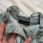 Y2K cocomo soft green floral lace high neck sleeveless ruffle babydoll blouse Blue Photo 1