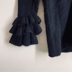 margaret o'leary 100% Cashmere Ruffle Sleeve Sweater Black size M Photo 5