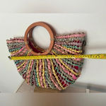 Patricia Nash Lesa Multicolor Pastel Straw Bag Wood Ring Handle Boho NO STRAP Photo 9