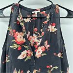 Joie  100% Silk Black & Pink Floral Print Sleeveless‎ Top Size XS Photo 1