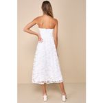 Lulus NWT  Quite Perfect White Floral Embroidered Strapless Midi Dress Bridal L Photo 2