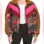 Farm Rio  Toucanfly Reversible Quilted Floral Jacket zipup Sherpa colorful puffer Photo 2