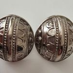 Avon 80s Maximalist Silver textures metal Dome Vintage Statement earrings Photo 0