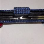 HARRIS TWEED NWTS GLEN APPIN BLUE & BLACK PLAID WALLET SILVER KISS LOCK CLOSURE Photo 4