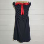 Moda International BK Strapless‎ Red Bow Ruched Front Ruffled Hem Dress Size 8 Photo 2