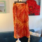 Lafayette 148 Floral Maxi Skirt size 10 L 100% Silk Oranges Red Photo 3
