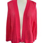 NWT 89th & MADISON Dark Coral Crochet Open Front Cardigan, Large Pink Photo 0