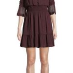 Kobi Halperin Lacie Silk Chiffon Smocked Modest Tiered Cocktail Mini Dress, Sz S Red Photo 1