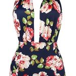 COCOSHIP Retro Floral One Piece Backless Swimsuit Photo 0