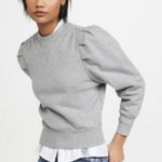 frame denim Frame Shirred Shoulder Gray Sweatshirt In Gris Heather SZ M NWT Photo 0