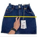 Pull & Bear  | NWT | Small | Denim Blue Jeans Wide Elastic Waist Miniskirt Photo 3