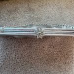 Vintage 60s Silver Evening Clutch – Flower Kiss Lock Photo 3