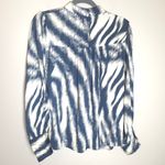 Maison d'Amelie Navy and Cream Blouse Blue Size M Photo 4