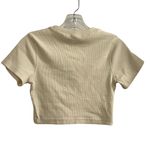 Nasty Gal Women's Beige Ribbed Crop Top Size 4 Casual Spring Tee Tan Photo 1