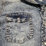 Ymi Y2K Women's acid wash denim button-down shirt pearl snaps blue size large Photo 1