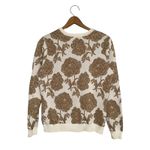 Isaac Mizrahi Live Floral Button‎ Front Cardigan Sweater Cream Small Gold Photo 2
