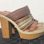 Lucky Brand  Woven Leather Open Toe Platform Heels Photo 0