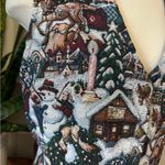 Vintage Christmas Tapestry Vest Winter Scene XL 90s Red Photo 4
