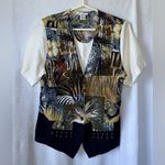 Vintage c.b. collections size medium blue funky vest blouse Photo 0