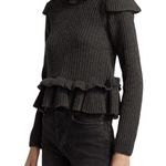 Ganni Phantom Gray Ruffle Open Back Wool Sweater XS NWT Photo 10