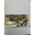 Ivory Gold Paisley Floral Satin Scarf Square Retro Boho Lightweight Wrap Yellow Photo 10