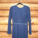 Mac Duggal  5056 Womens Blue BEADED HIGH NECK LONG SLEEVE GOWN WITH DETAILED BELT Photo 7