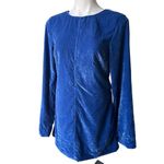 Free People NWT,  Chelsey Mini Dress Blue Velvet Open Back Bell Sleeves, Sz S Photo 6