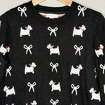 Charter Club  Scottie Dog Bow Sweater S Black Knit Coquette Cottagecore Preppy Photo 2