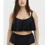 Torrid Black Adjustable Convertible Wireless Straight Flounce Bikini Top Size 2X Photo 0