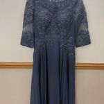 JJ's House NWT JJ’s House Dusty Blue Sequin Lace Chiffon Maxi Dress Size 8 Photo 0