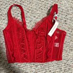 Victoria's Secret NWT  Dream Angels Unlined Red Lace-Up Corset Top- Size Small-DD Photo 5
