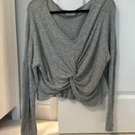Lavender Field Soft Ribbed Oversized Front Knot Sweater Top Photo 0