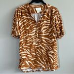 Anthropologie ✨  Maeve Windham Tiger Striped Henley Top Small Photo 1