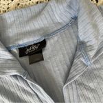 Just Polly V Neck Collared Rib Crop Baby Tee Blue (Medium) Photo 2