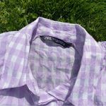 ZARA  purple gingham shoulder pad poplin crop top M Photo 5