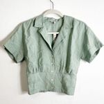 Madewell NWT Drapey Banded-Bottom Button-Down Top Pale Celadon Green XS Photo 1