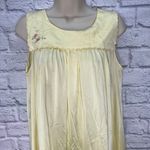 Vintage Shadowline Nylon Nightgown Yellow Sleeveless Size S Midi Floral Cottage Photo 1
