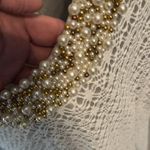 Newport News  ivory crocheted/laced dress, pearl neckline, size 12 Photo 2