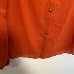 Pearl Round Neck Long Sleeve Blouse Orange Faux Button Back Photo 8