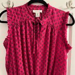 Rachel Zoe  Designer Pink Print Pleated Sleeveless Blouse Sz M Photo 5