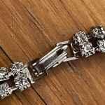 Vintage Bracelet Art Deco Faux Diamond Rhinestone Silver Tone Metal Photo 8