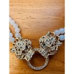 Eye Candy Los Angeles Agate Double Panther Head Crystal Pave Necklace Gold Tone Photo 11