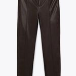 ZARA NEW  Brown Faux Leather Pants LARGE Photo 3