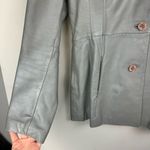 Vtg Y2K Brandon Thomas Leather Jacket Blazer Sz Small Grey Button Front Gray Photo 7